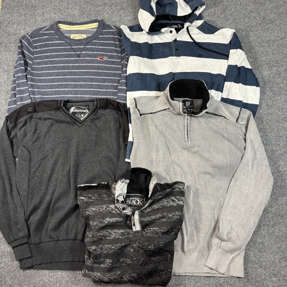 Hollister Hurley BKE Men M Multi Sweater Hoodie Lot 5 Y2K Striped Casual Bundle